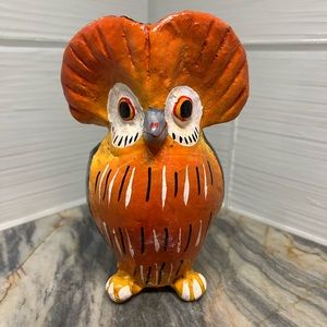 Ceramic pottery clay owl hand made artisan piggy bank